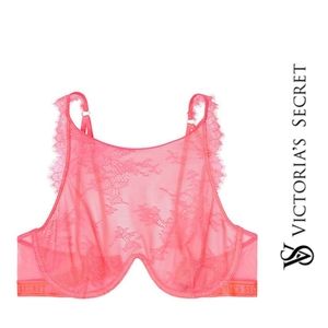 Victoria's Secret Lace See Through Bra - Pink Red